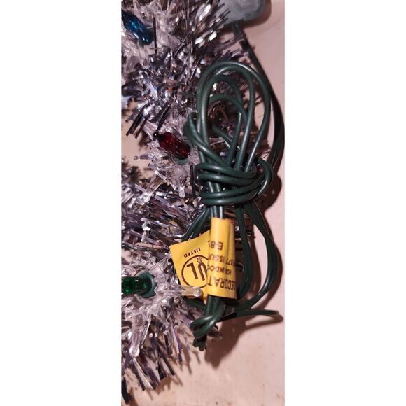 Vtg Holiday Trim Angel Wreath Tree Topper Flashing Lights Silver Garland Christm - Picture 4 of 6